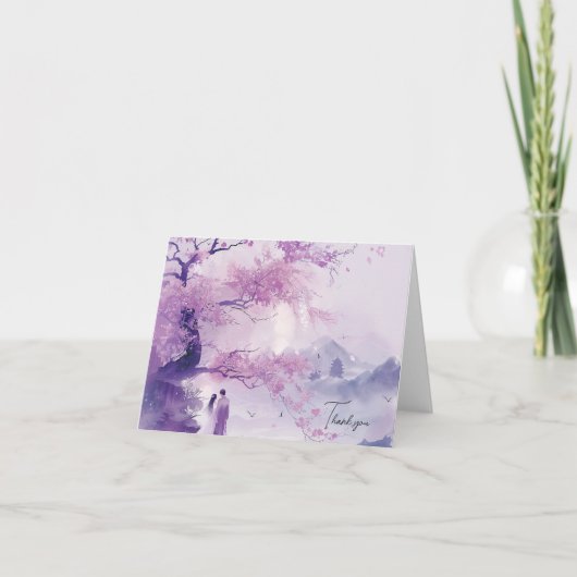 Bruid & Bruidegom Lavendel Theme Wedding Bedankkaart (Voorkant)