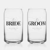 Bruid Bruidegom Modern Script Huwelijk Blikvorm Glas (Achterkant)
