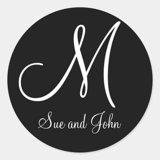 Bruid & bruidegom Monogram M zwart-wit zegel (Voorkant)