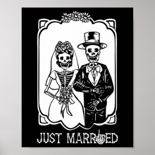 Bruid Bruidegom Net Getrouwd Skelet Halloween Kopp Poster