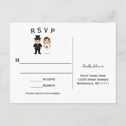 Bruid & bruidegom - RSVP Post Kaart (Achterkant)