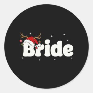 Bruid Bruidegom Santa Paren Kerstoutfits Xmas P Ronde Sticker