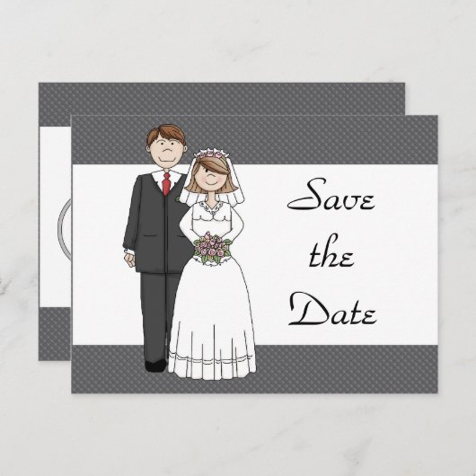 bruid & bruidegom Save the Date Aankondigingskaart (Voorkant / Achterkant)