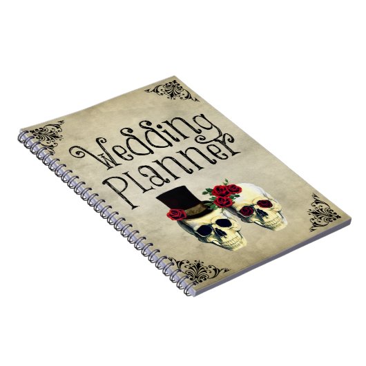 Bruid & bruidegom schedel bruiloft planner Notitie Notitieboek (Rechterzijde)