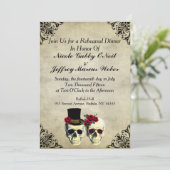 bruid & bruidegom schedel bruiloft repetitie uitno kaart (Staand voorkant)