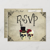 bruid & bruidegom schedel bruiloft RSVP Kaart (Voorkant / Achterkant)