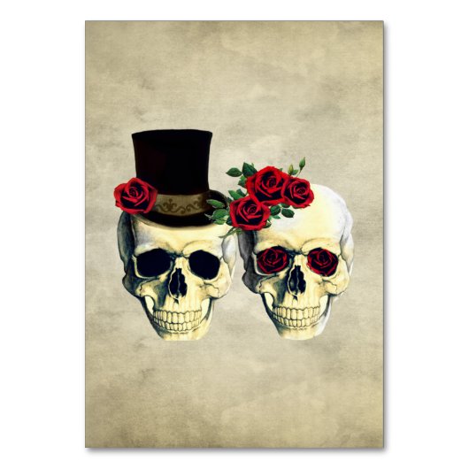 bruid & bruidegom schedel bruiloft tafel Kaart (Achterkant)