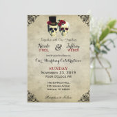 bruid & bruidegom schedel Gothic rustieke bruiloft Kaart (Staand voorkant)