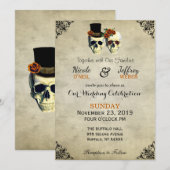 bruid & bruidegom schedel Gothic rustieke bruiloft Kaart (Voorkant / Achterkant)