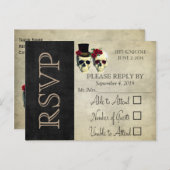 bruid & bruidegom schedel Gothic rustieke bruiloft Uitnodiging Briefkaart (Voorkant / Achterkant)