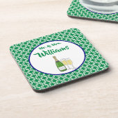 Bruid & Bruidegom Script Champagne Glazen Bier Onderzetter (Linkerzijde)