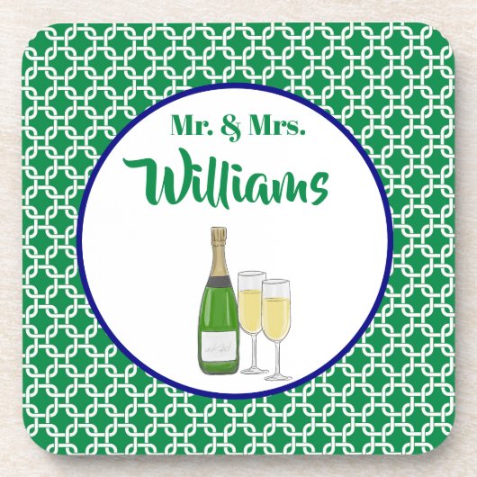 Bruid & Bruidegom Script Champagne Glazen Bier Onderzetter (Voorkant)