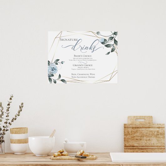 Bruid Bruidegom Signature Drankjes Bar Menu Bord Poster (Keuken)