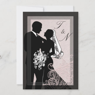 Bruid & Bruidegom Silhouet Set #1 Uitnodiging