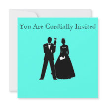 Bruid & bruidegom silhouetten op blauw