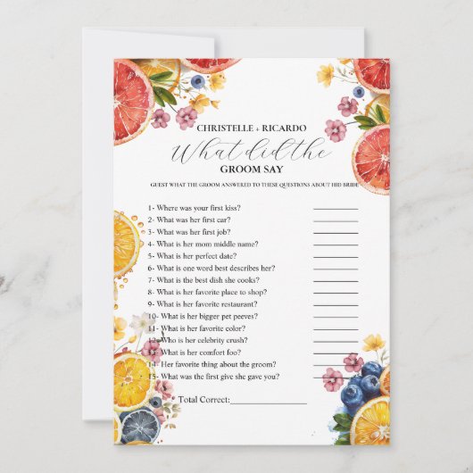 Bruid & bruidegom trivia bruidsmeisjesfeest spelka aankondiging (Voorkant)