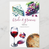 Bruid & bruidegom Trivia Douche Spel Wijn Thema Flyer (Voorkant)