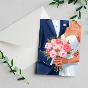 Bruid & Bruidegom Trouwboeket Aquarel Kaart