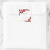 Bruid Bruidegom Trouwen Elegant Waterverf Bloem Ch Vierkante Sticker (Tas)