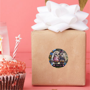 Bruid & bruidegom Uil - Dank u Ronde Sticker