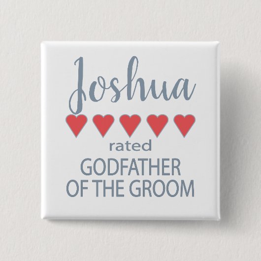 Bruid & Bruidsfeest 5 Hart Getuige van de Bruidego Vierkante Button 5,1 Cm (Voorkant)