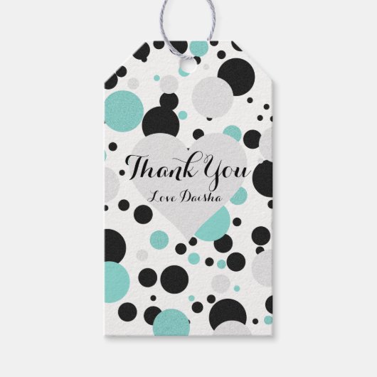 BRUID & Bruidsmeisjes Blauwgroen Polka Dots Tiara  Cadeaulabel (Voorkant)