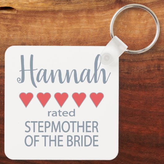 Bruid & Bruiloft 5 Hart Ste-moeder van de Bruid Sleutelhanger (Achterkant)