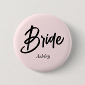 Bruid Bruiloft Blush Roze Script Ronde Button 5,7 Cm (Voorkant)