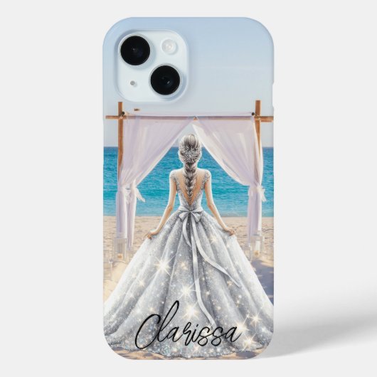 Bruid Bruiloft Dag Strand Bruiloft Elegante Jurk B Case-Mate iPhone Case (Achterkant)