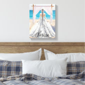 Bruid Bruiloft Dag Strand Bruiloft Fancy Gown Brid Canvas Afdruk (Insitu (Slaapkamer))