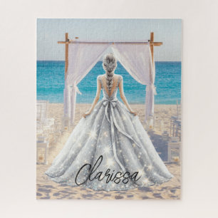 Bruid Bruiloft Dag Strand Bruiloft Fancy Gown Brid Legpuzzel