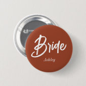 Bruid Bruin Bruiloft Terracotta Script Ronde Button 5,7 Cm (Voorkant /achterkant)