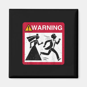 Bruid Chasing Groom Waarschuwingsbord Bachelor Magneet
