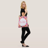 Bruid Chic Script Roze Waterverf Bloem Draagtas (Op model)