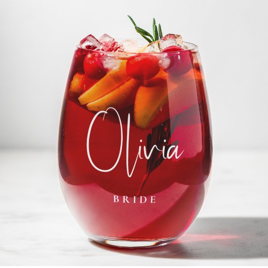 bruid chique wit script bruiloft wijnglas zonder voet