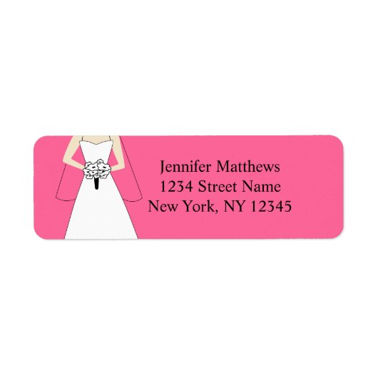 Bruid Clipart Bruiloft Retouradres Labels (Voorkant)