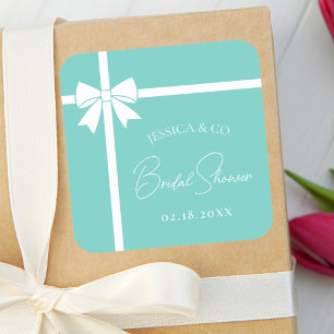 Bruid & Co Elegante Witte Strik Lint Bruiloft Borr Vierkante Sticker