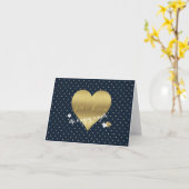 Bruid & Co Marine & Goud Hart Bruiloft Party Note Kaart (Gele Bloem)