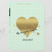 BRUID CO Mint Goud Polka Dot Elegant Huwelijksfees Programma (Voorkant / Achterkant)