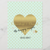 BRUID CO Mint Goud Polka Dot Elegant Huwelijksfees Programma (Voorkant)
