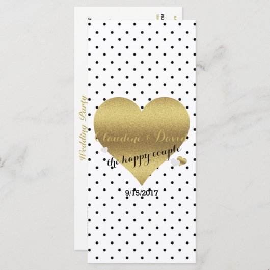 BRUID & CO Wit & Goud Polka Dot Trouwfeest Programma (Voorkant / Achterkant)