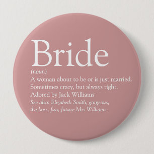 Bruid Definitie, Bruidsfeest Feest Roze Ronde Button 4,0 Cm