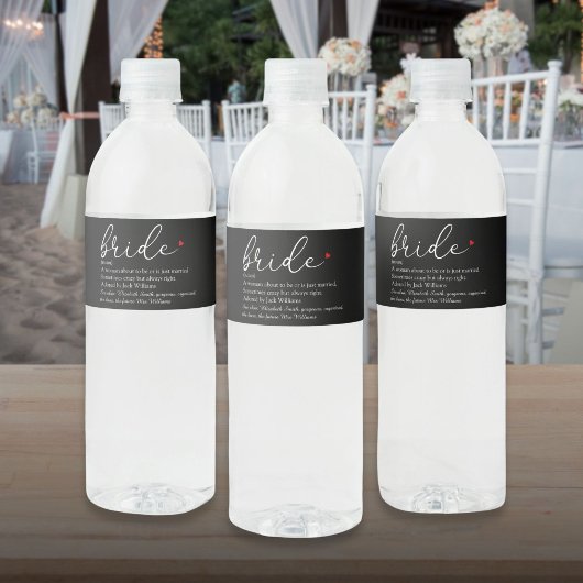 Bruid Definitie, Bruiloft Elegant Script Waterfles Etiket
