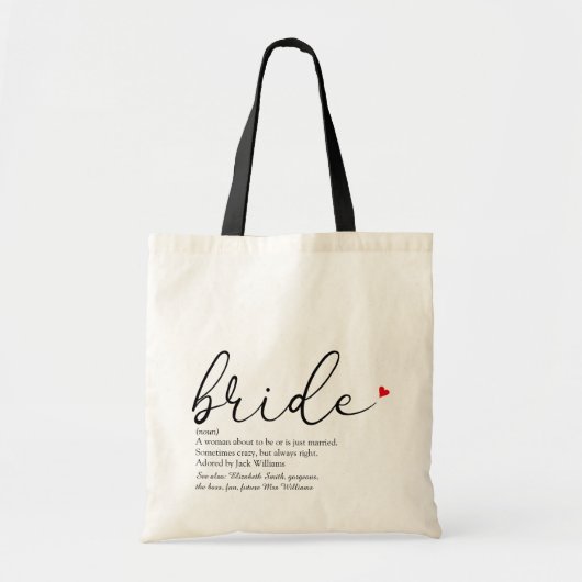 bruid definitie Vrijgezellenfeest bruiloft Tote Bag (Voorkant)