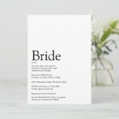 Bruid Definitie Zwart-Wit Bruiloft Feest Kaart (Staand voorkant)