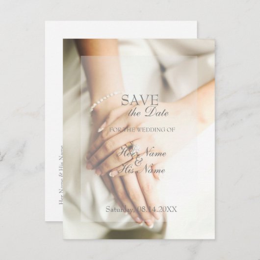 Bruid Diamond Ring Bruiloft Save the Date Aankondigingskaart (Voorkant / Achterkant)