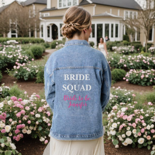 Bruid die gaat trouwen Roze Aangepaste Naam Trouwe Denim Jacket