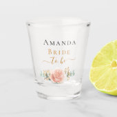 Bruid die gaat trouwen roze gouden bloemige eucaly shot glas (Voorkant)
