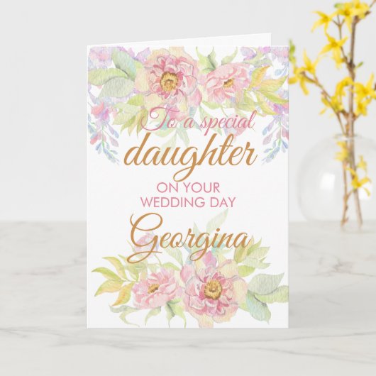 bruid dochter bruiloft dag gefeliciteerd kaart (Gele Bloem)