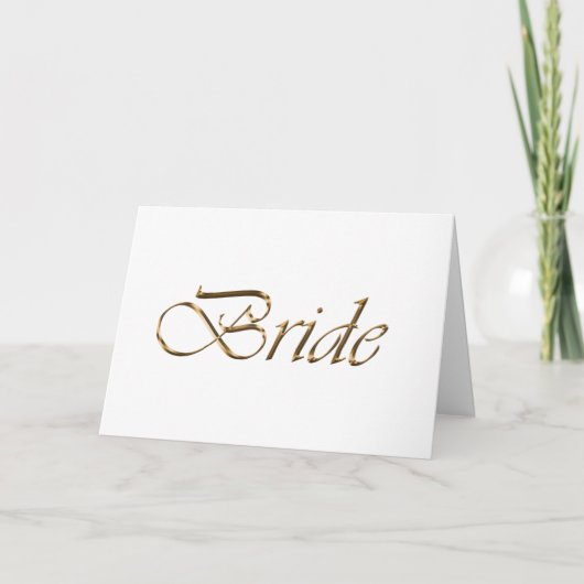Bruid Elegant goud script chique witte tafel plaat Kaart (Voorkant)